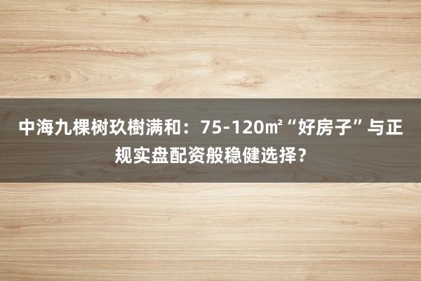 中海九棵树玖樹满和：75-120㎡“好房子”与正规实盘配资般稳健选择？