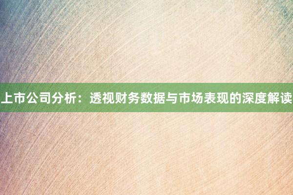 上市公司分析：透视财务数据与市场表现的深度解读