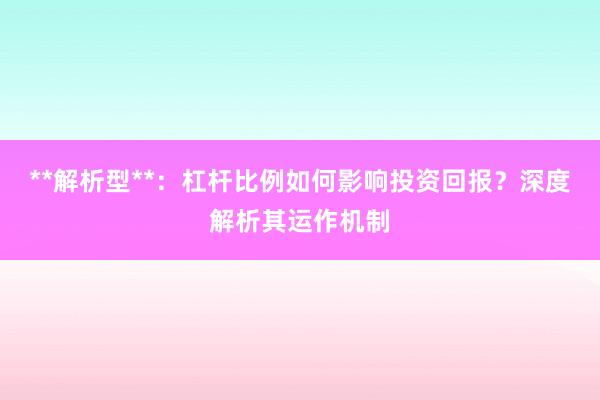 **解析型**：杠杆比例如何影响投资回报？深度解析其运作机制
