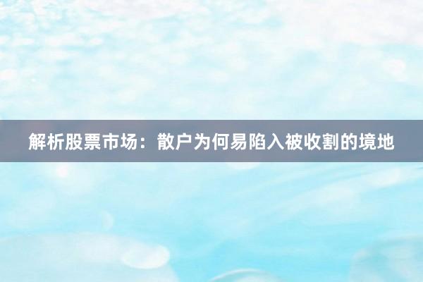 解析股票市场：散户为何易陷入被收割的境地