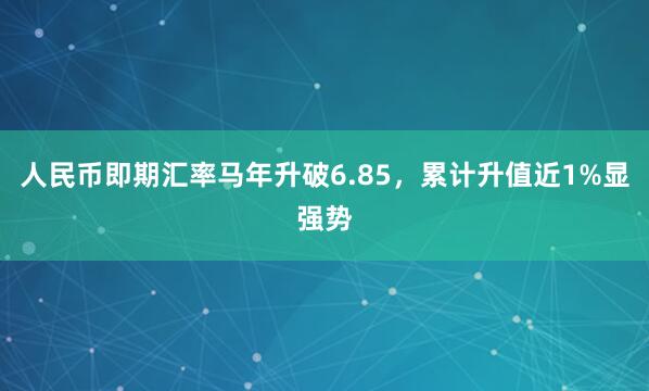 人民币即期汇率马年升破6.85，累计升值近1%显强势