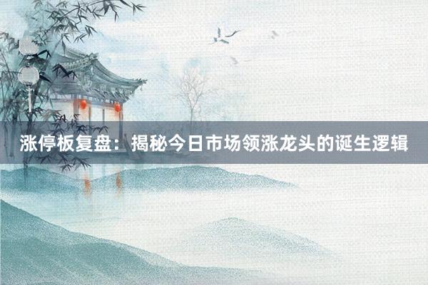 涨停板复盘：揭秘今日市场领涨龙头的诞生逻辑