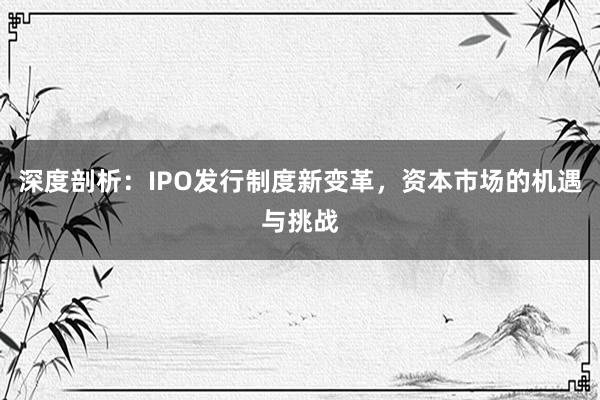 深度剖析：IPO发行制度新变革，资本市场的机遇与挑战