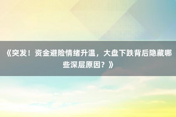 《突发！资金避险情绪升温，大盘下跌背后隐藏哪些深层原因？》