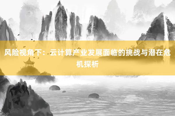 风险视角下：云计算产业发展面临的挑战与潜在危机探析