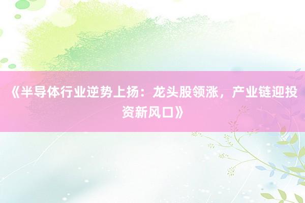 《半导体行业逆势上扬：龙头股领涨，产业链迎投资新风口》