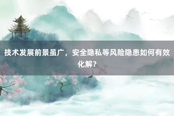 技术发展前景虽广，安全隐私等风险隐患如何有效化解？