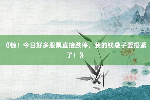 《惊！今日好多股票直接跌停，我的钱袋子要捂紧了！》