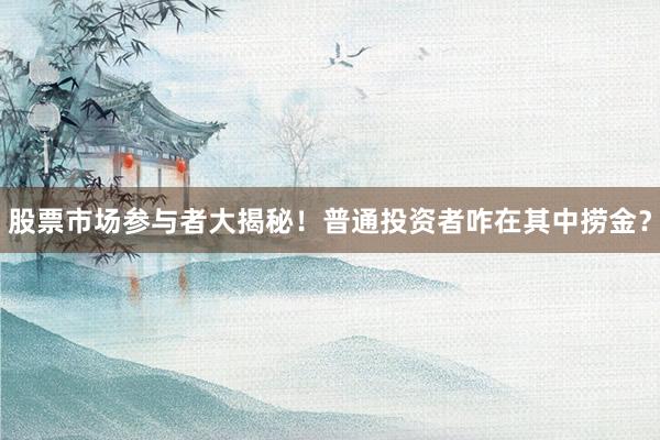 股票市场参与者大揭秘！普通投资者咋在其中捞金？