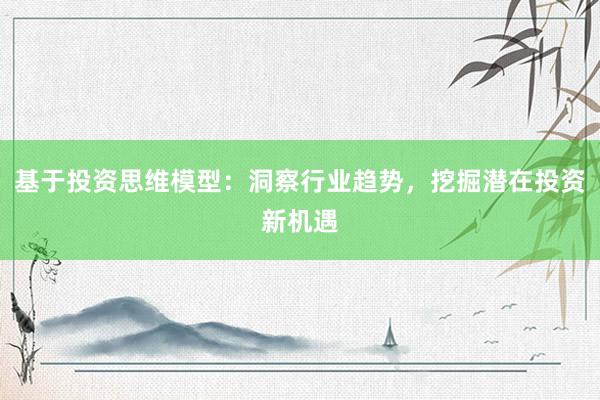 基于投资思维模型：洞察行业趋势，挖掘潜在投资新机遇