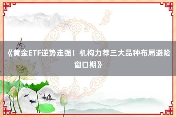 《黄金ETF逆势走强！机构力荐三大品种布局避险窗口期》