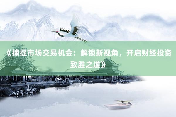 《捕捉市场交易机会：解锁新视角，开启财经投资致胜之道》