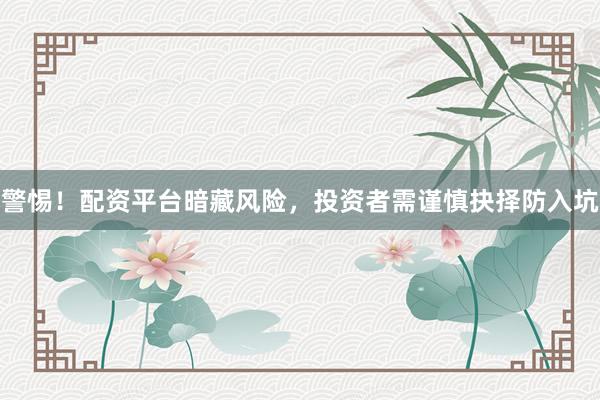 警惕！配资平台暗藏风险，投资者需谨慎抉择防入坑