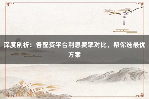 深度剖析：各配资平台利息费率对比，帮你选最优方案