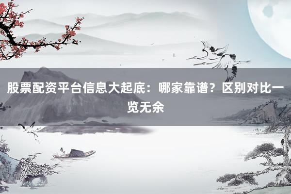 股票配资平台信息大起底：哪家靠谱？区别对比一览无余