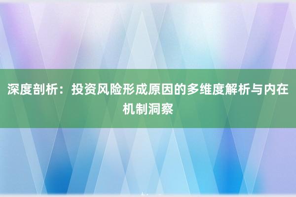 深度剖析：投资风险形成原因的多维度解析与内在机制洞察
