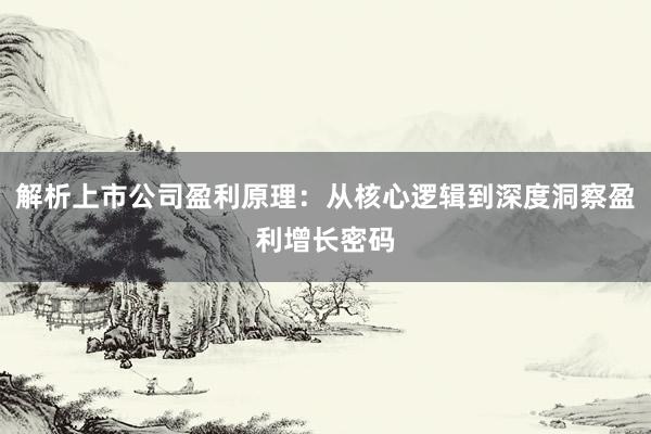 解析上市公司盈利原理：从核心逻辑到深度洞察盈利增长密码